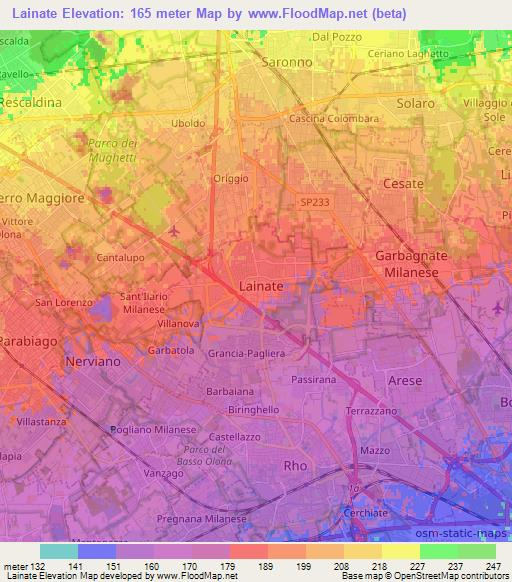 Lainate,Italy Elevation Map