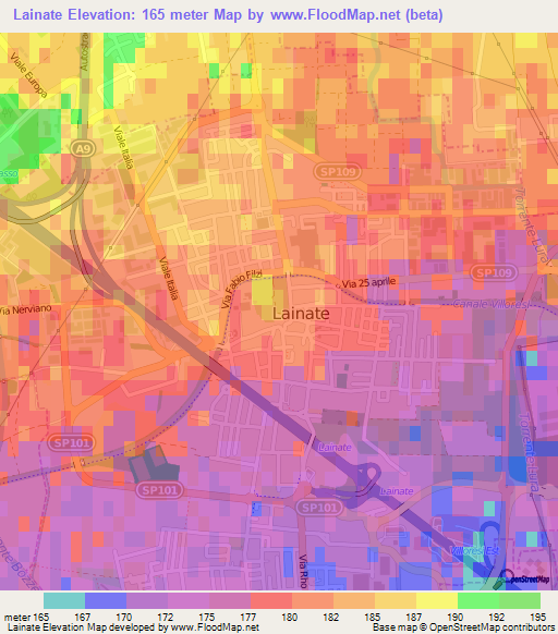 Lainate,Italy Elevation Map