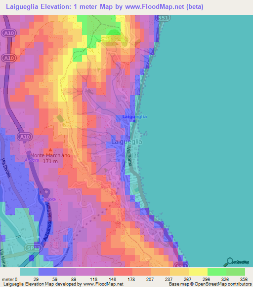 Laigueglia,Italy Elevation Map