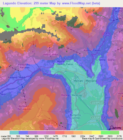 Lagundo,Italy Elevation Map