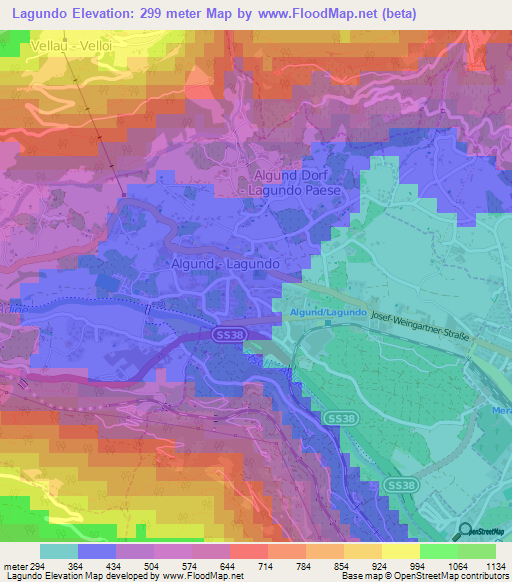 Lagundo,Italy Elevation Map