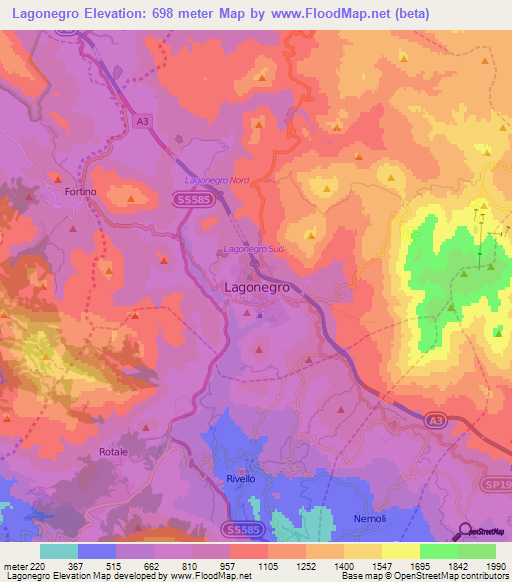 Lagonegro,Italy Elevation Map