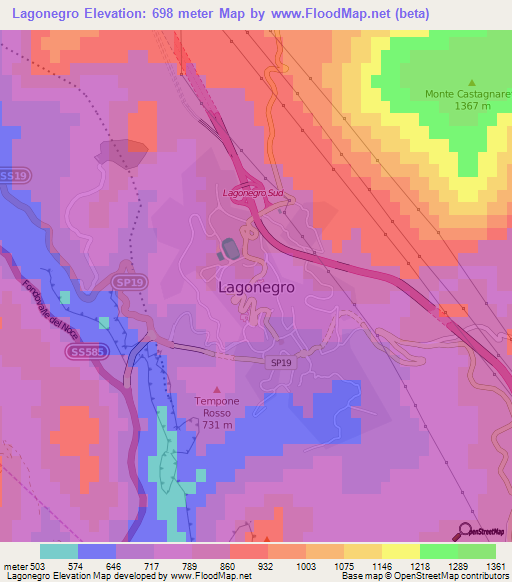 Lagonegro,Italy Elevation Map