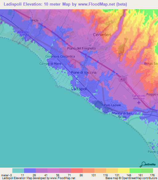 Ladispoli,Italy Elevation Map