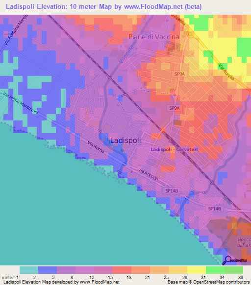 Ladispoli,Italy Elevation Map