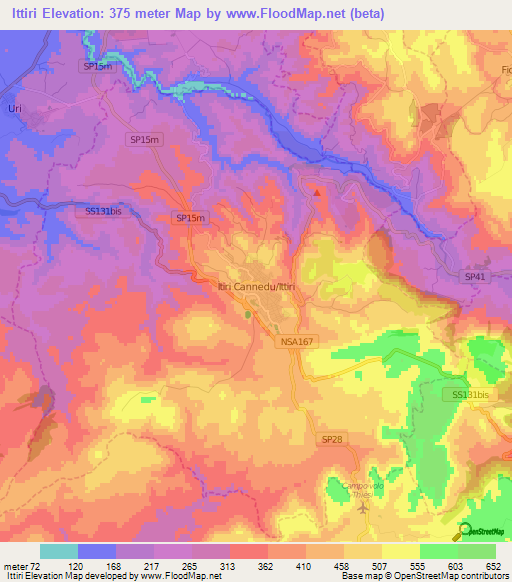 Ittiri,Italy Elevation Map