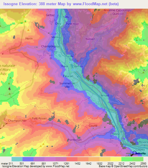 Issogne,Italy Elevation Map