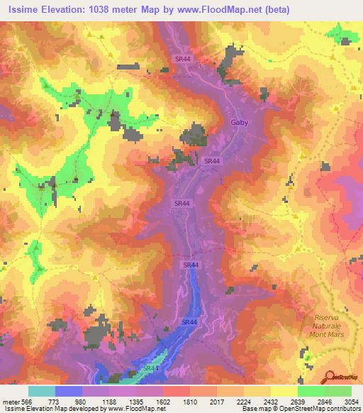 Issime,Italy Elevation Map