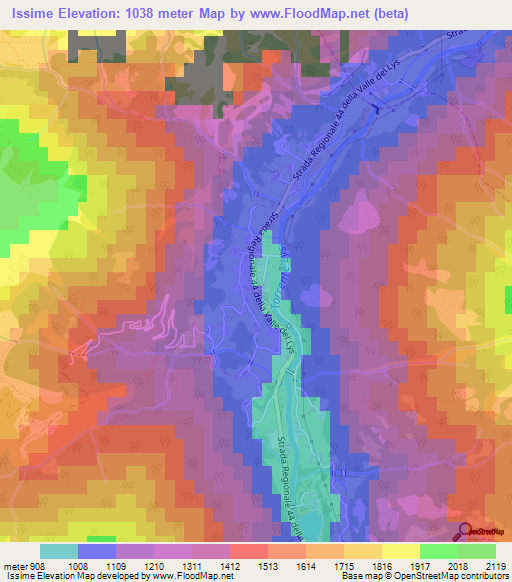 Issime,Italy Elevation Map