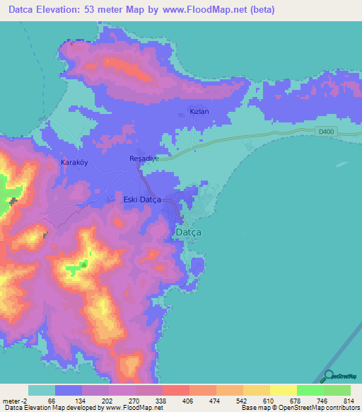 Datca,Turkey Elevation Map