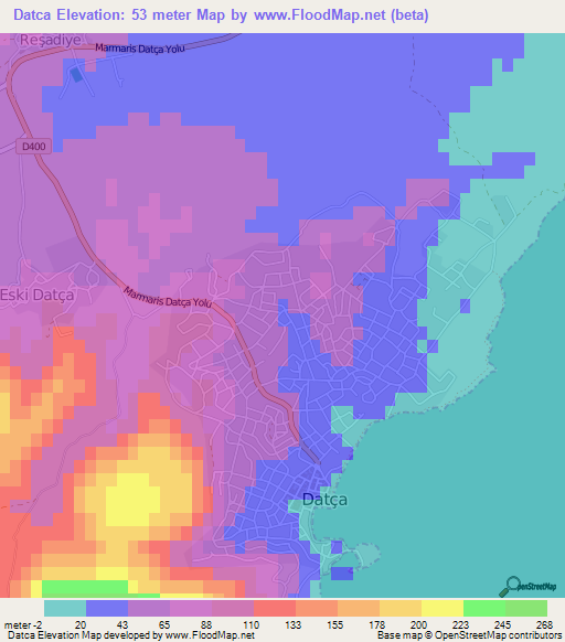 Datca,Turkey Elevation Map