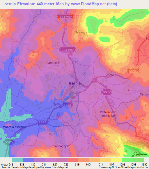 Isernia,Italy Elevation Map