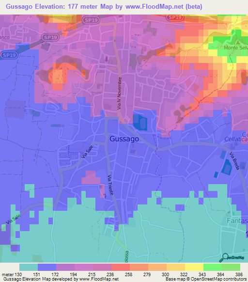 Gussago,Italy Elevation Map