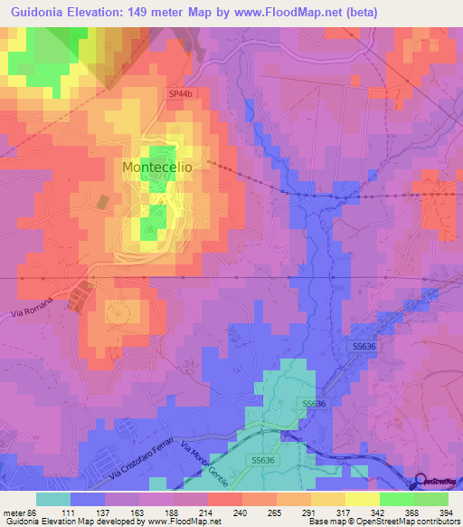 Guidonia,Italy Elevation Map