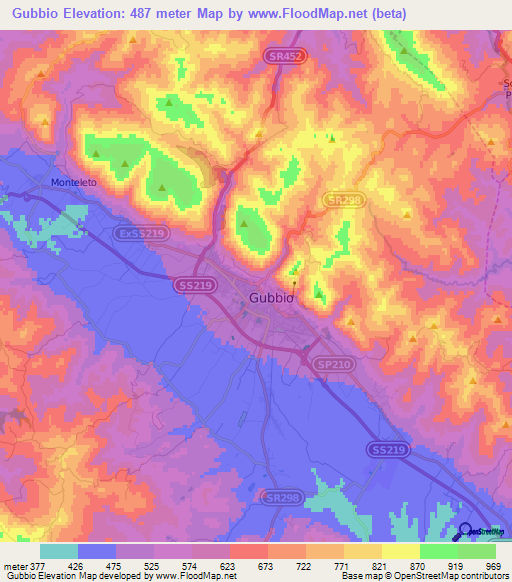 Gubbio,Italy Elevation Map