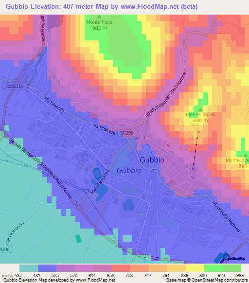 Gubbio,Italy Elevation Map