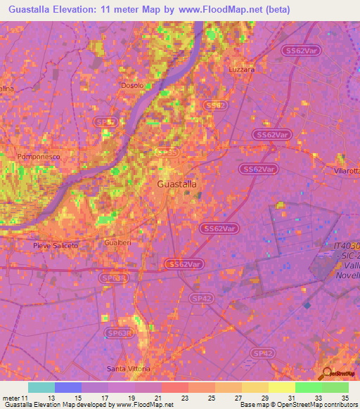 Guastalla,Italy Elevation Map