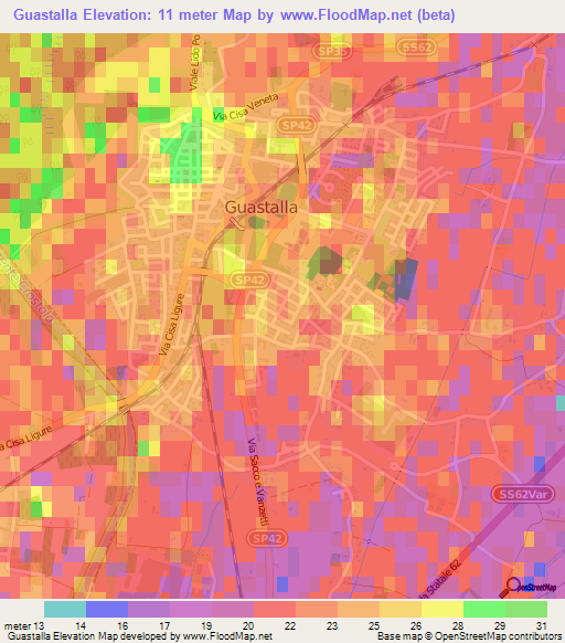 Guastalla,Italy Elevation Map