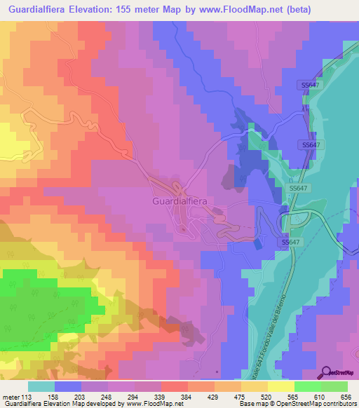 Guardialfiera,Italy Elevation Map