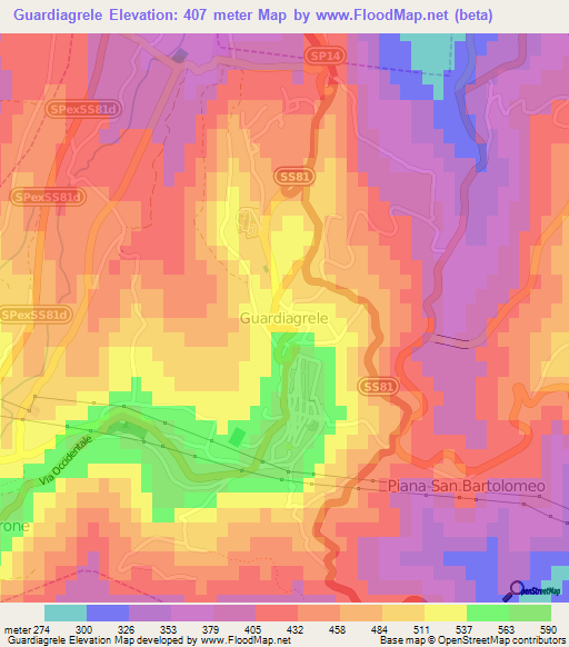 Guardiagrele,Italy Elevation Map