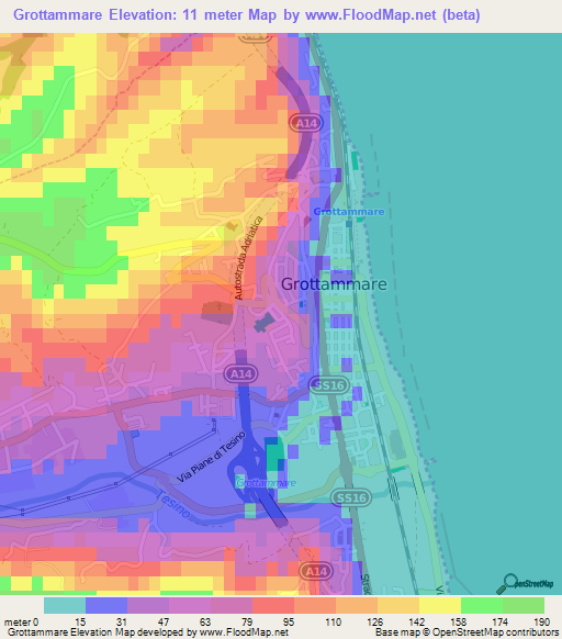 Grottammare,Italy Elevation Map