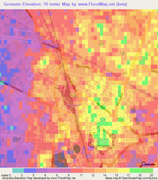 Grosseto,Italy Elevation Map