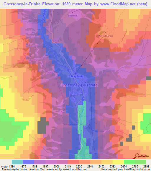 Gressoney-la-Trinite,Italy Elevation Map