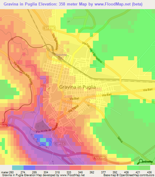 Gravina in Puglia,Italy Elevation Map