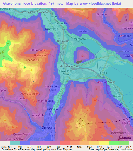 Gravellona Toce,Italy Elevation Map