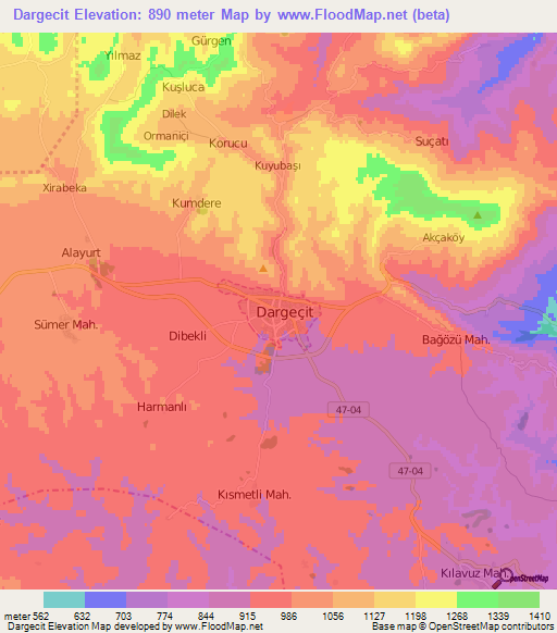 Dargecit,Turkey Elevation Map