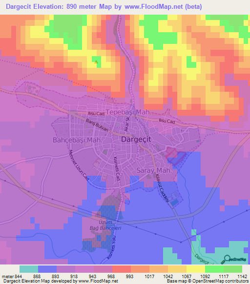 Dargecit,Turkey Elevation Map