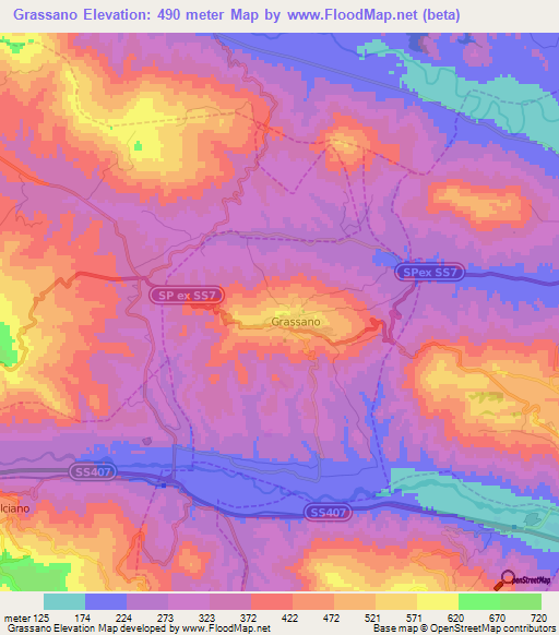 Grassano,Italy Elevation Map