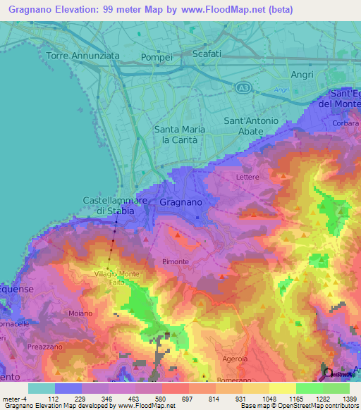 Gragnano,Italy Elevation Map