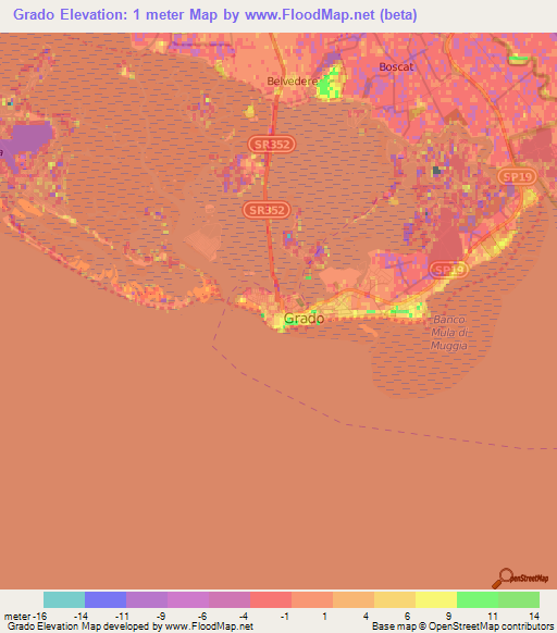 Grado,Italy Elevation Map