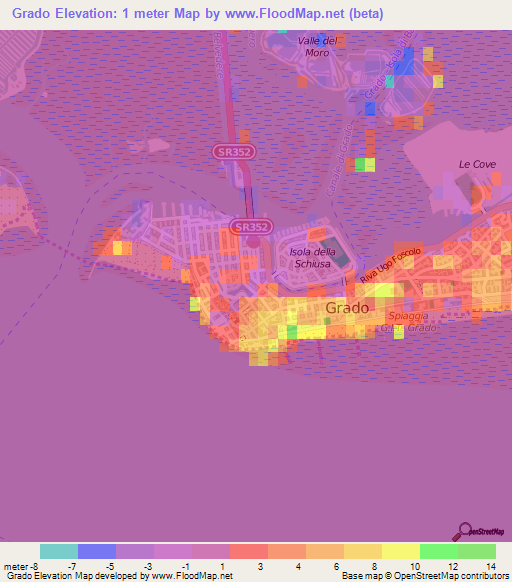 Grado,Italy Elevation Map