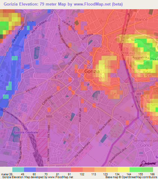 Gorizia,Italy Elevation Map