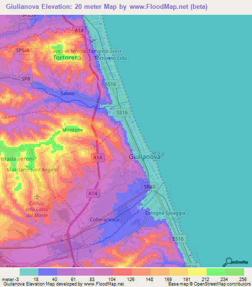 Giulianova,Italy Elevation Map