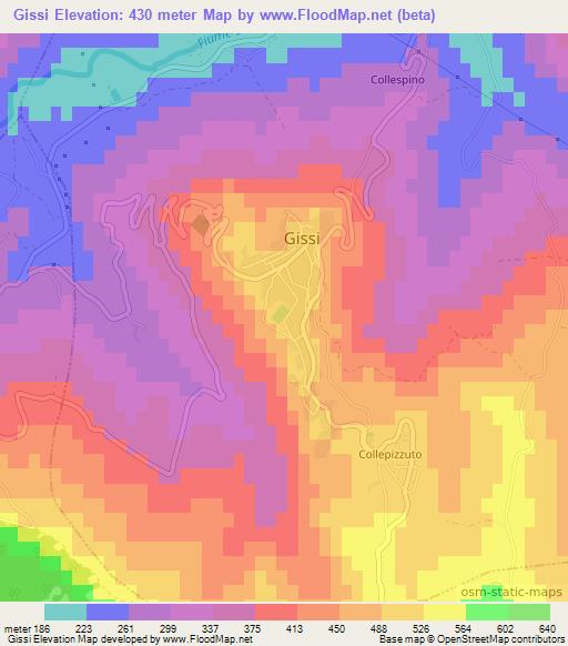 Gissi,Italy Elevation Map