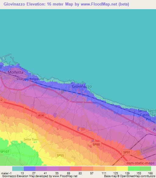 Giovinazzo,Italy Elevation Map