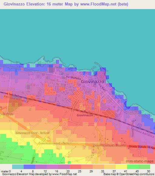 Giovinazzo,Italy Elevation Map