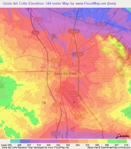 Gioia del Colle,Italy Elevation Map