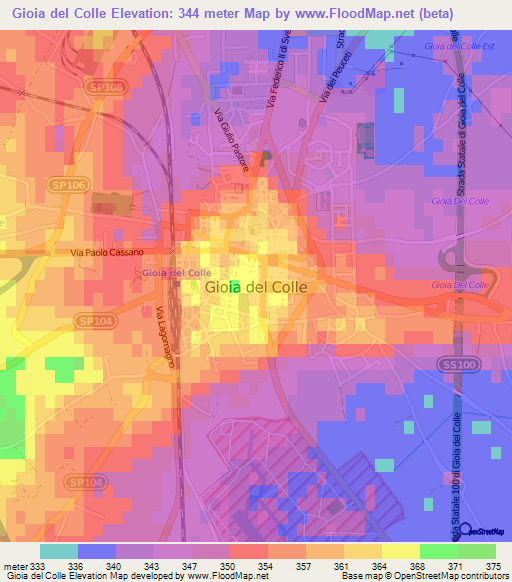 Gioia del Colle,Italy Elevation Map