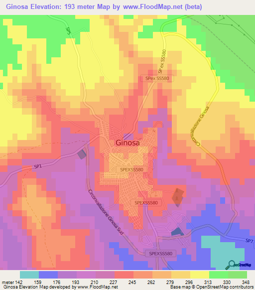 Ginosa,Italy Elevation Map