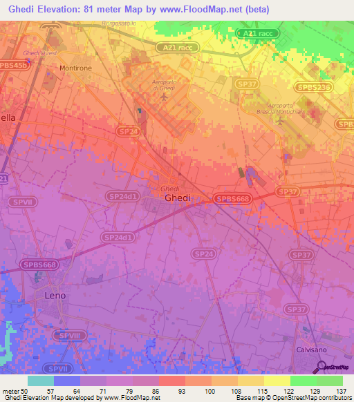 Ghedi,Italy Elevation Map