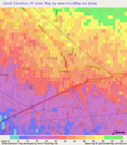 Ghedi,Italy Elevation Map