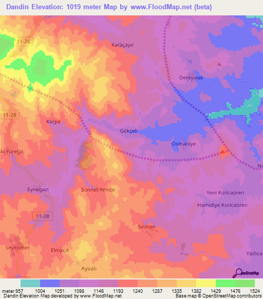 Dandin,Turkey Elevation Map