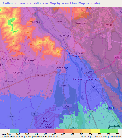 Gattinara,Italy Elevation Map