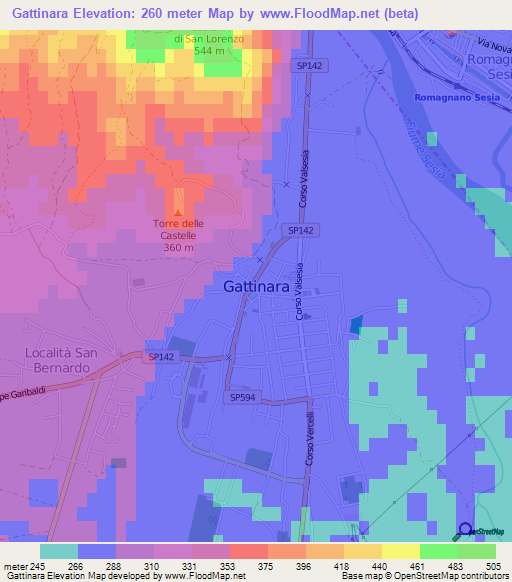 Gattinara,Italy Elevation Map