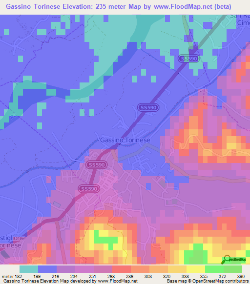 Gassino Torinese,Italy Elevation Map