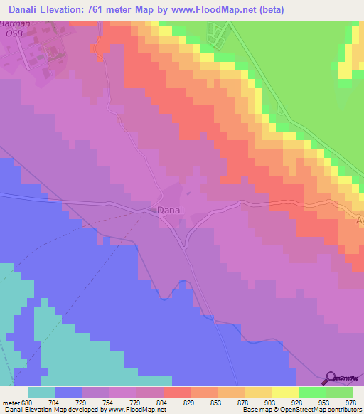 Danali,Turkey Elevation Map